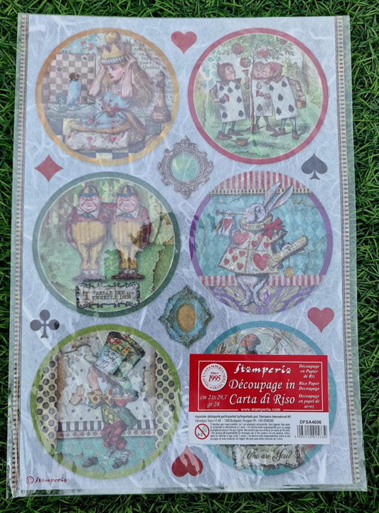 Stamperia Rice Paper, A4 - Alice in Wonderland Chess Board