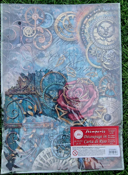 Stamperia Rice Paper, A4 - Fantasy Mechanical Rose